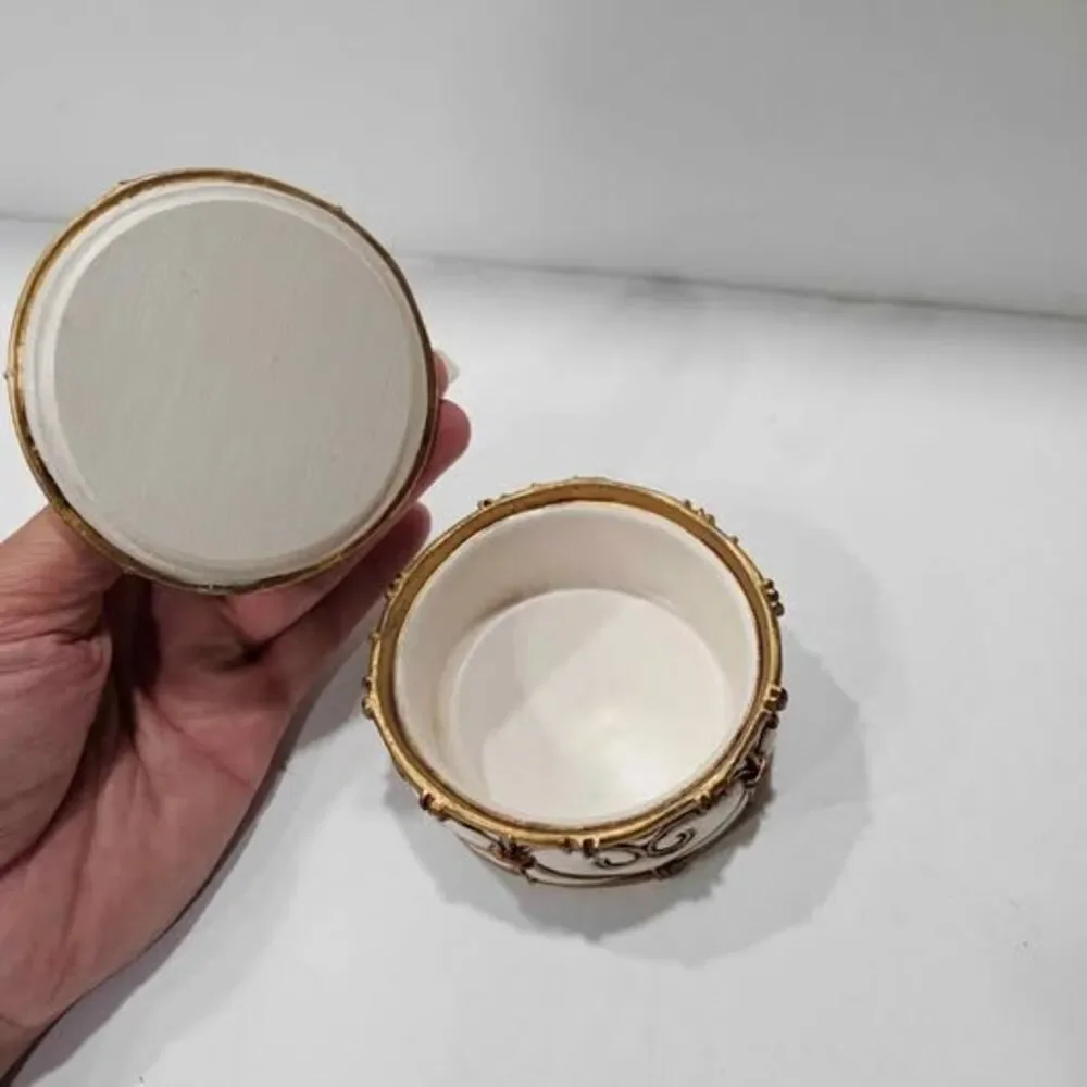 White Gold Copper colored Heart Trinket Box